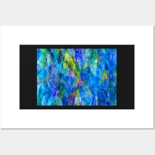 Blue Shade Multi Coloured Abstract Posters and Art